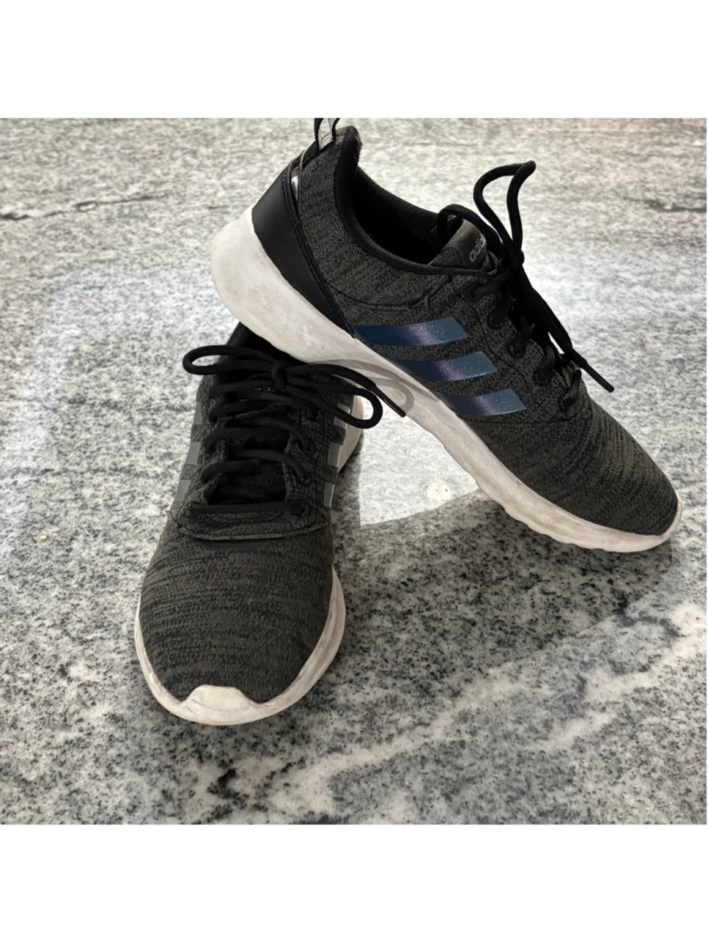 Women's Adidas Cloudfoam Gray Black Athletic Shoes Size 6